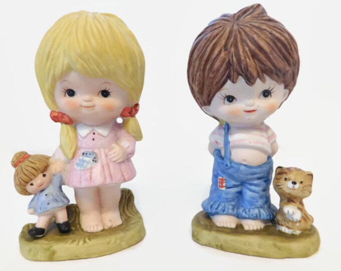 Homco Figurines Set Boy Girl 3160 Home Interiors Figurines Etsy