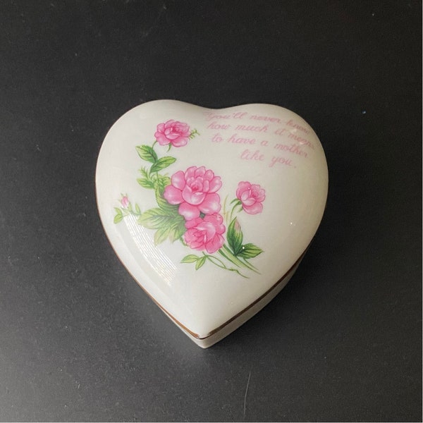 Vintage Mother’s Day Trinket Box Coquette Pink Ring Holder Hand Painted Lefton Japan China Cottagecore Roses Decoration Feminine Vanity