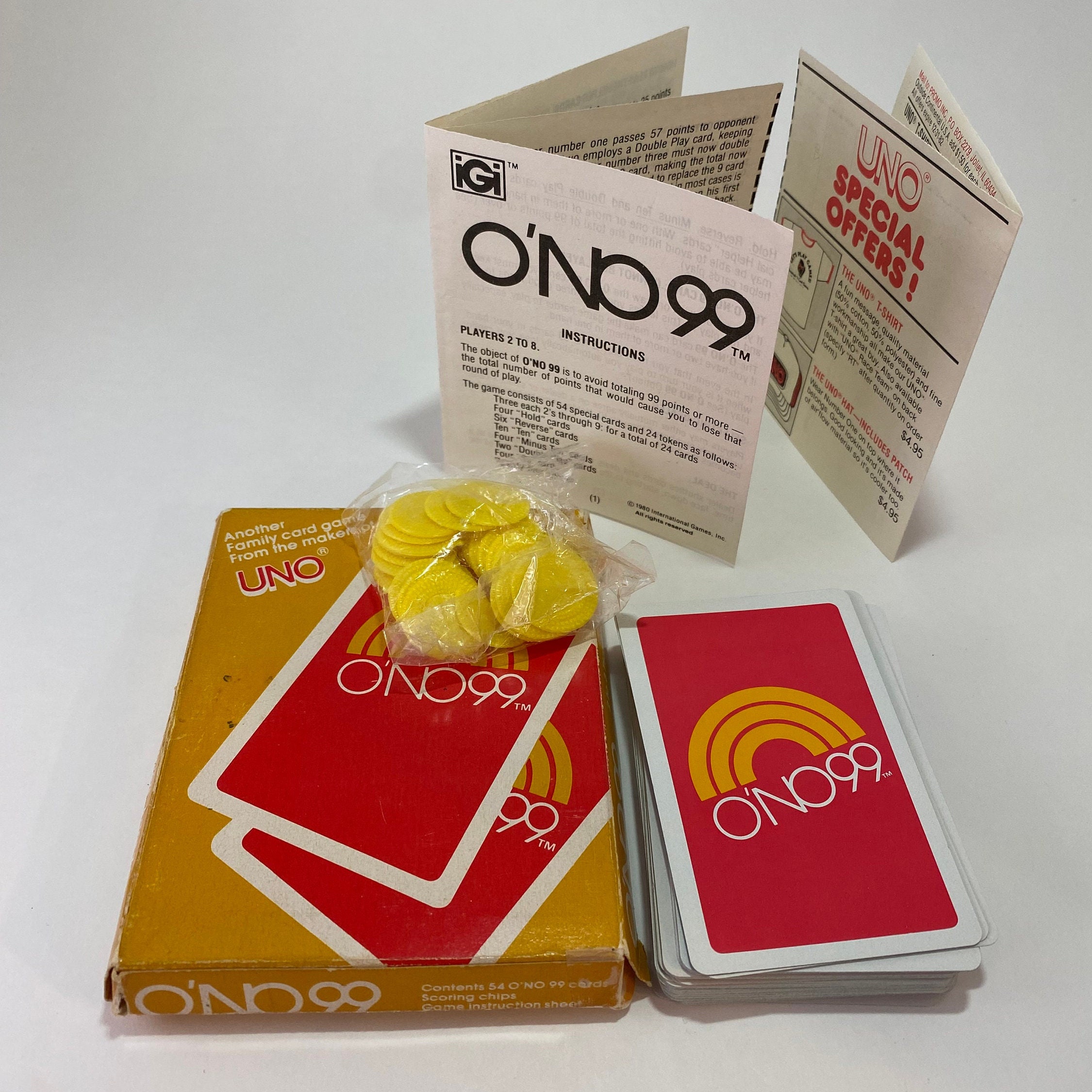 Vintage Pair of 1980 Deluxe Uno and O'NO 99 Card Games