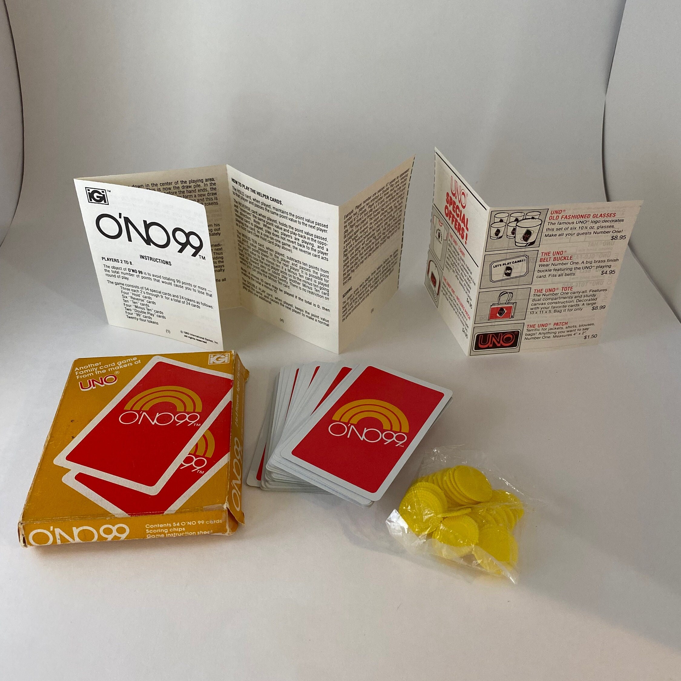 Vintage Pair of 1980 Deluxe Uno and O'NO 99 Card Games