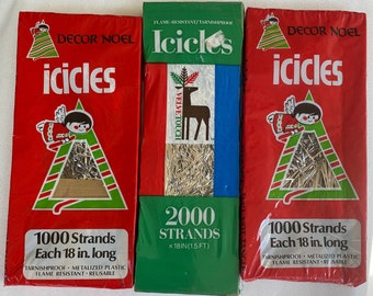 Vintage Christmas Tree Tinsel Icicles Retro Decorations 3 Boxes 70s Christmas Tree Shiny Tree Decor