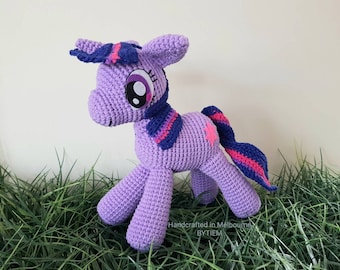 Sparkle plush, Pony Plush, Stuffed animals, Unicorn dolls, Amigurumi, Purple Unicorn plush, Baby room decor, Gift for baby, Unicorn crochet
