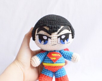 Superman, Stuffed toys, plushies, knitting toys, baby shower, birthday presents, baby gifts, birthday gifts, superheroes, Valentine gifts