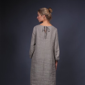 Linen dress with long sleeves / Linen dress / Washed and soft linen dress / Long linen dress