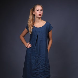 Linen dress with decoration in medium weight linen