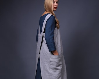 Linen apron Sophia / Linen pinafore apron / Linen pinafore dress