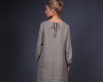 Linen dress with long sleeves / Linen dress / Washed and soft linen dress / Long linen dress