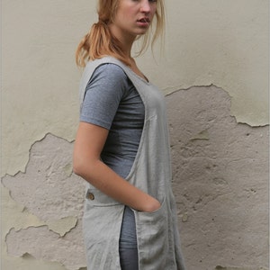 Linen apron / Linen tunic with pockets / Linen apron dress / Full linen apron / Linen tunic / Sizes XXS to XXL / Washed linen apron