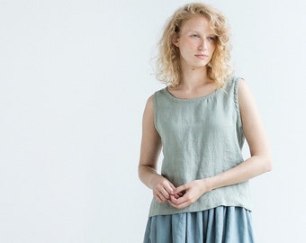 Sleeveless linen top / Linen top / Basic linen top available in 38 colors