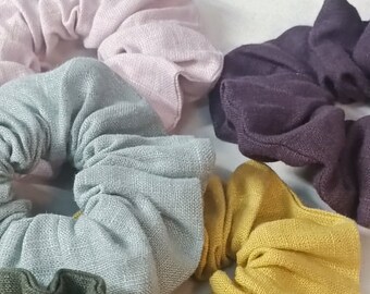 Scrunchie Hair Tie, Sets of 3/5/10 Linen Scrunchies, Women's Hair Scrunchie, Bestselling Linen Scrunchie, Linen Bun Holder