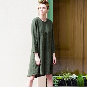 Loose asymmetrical linen dress / Linen dress / NEW washed linen dress with pockets