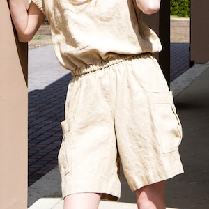 Linen shorts SAFARI, Linen shorts with side pockets, Casual linen pants, Linen shorts