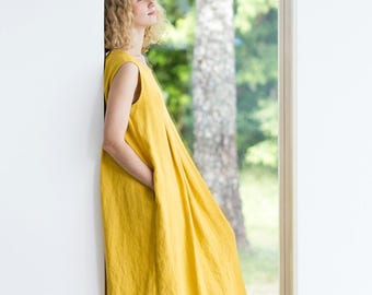Linen maxi dress, Loose linen dress, Summer linen dress