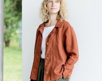 Linen jacket / Linen duster / Washed linen blazer