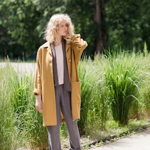 Linen coat NORA, Linen jacket, Woven herringbone linen jacket, Linen coat image 1