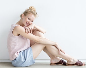 Linen blouse JONNA / Loose linen top / Linen top tank / Linen blouse