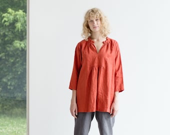 Linen tunic / Linen shirt / 3/4 sleeve linen shirt / Linen top