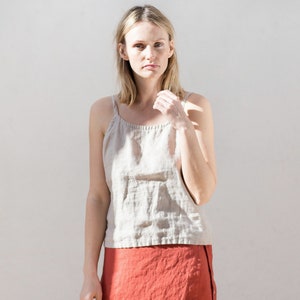 Linen camisole, Linen tank top, Linen top with straps, Linen blouse