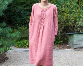 Linen dress, Linen dress with pockets, Loose linen dress