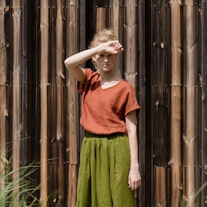Camicia di lino / Top di lino aderente / Top di lino / Camicetta di lino