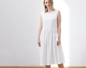 Loose linen dress / Maxi linen dress / Linen dress / Linen smock dress with pockets