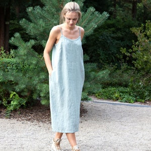 Spaghetti Straps Linen Dress Luna, Linen dress, Summer linen dress, Light linen dress