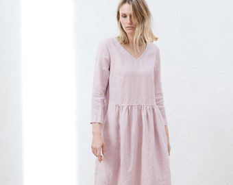 Linen dress / Ruffled linen dress / Washed linen dress