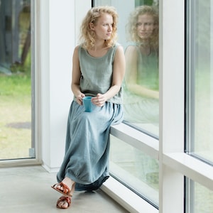 Washed Linen Skirt / Linen skirt / Soft linen skirt / Basic linen skirt / Loose Linen Skirt / Midi Skirt
