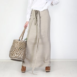 Linen wrap skirt, Full length linen skirt, A line wrap skirt, Long linen skirt zdjęcie 1