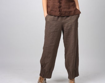 Tapered linen trousers/ Linen pants/ Classic linen pants/ Loose pants/ Washed linen pants/ Soft linen pants/ Maternity pants