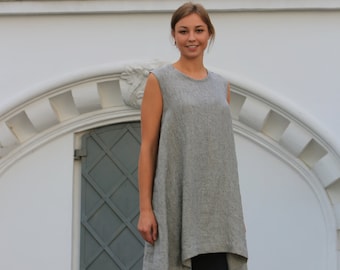 Linen tunic dress / Washed and soft linen dress / Linen dress / Long linen blouse / Linen tunic