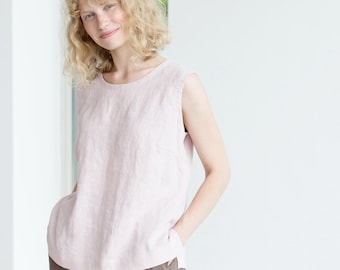 Linen blouse JONNA / Linen top / Linen summer top / Sleeveless linen top