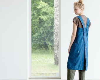 Linen pinafore apron Sophia / Linen apron / Linen pinafore dress / Linen pinafore