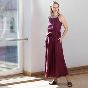 Linen skirt / Maxi length linen skirt/ Pleated linen maxi skirt / Skirt with pockets / summer linen skirt