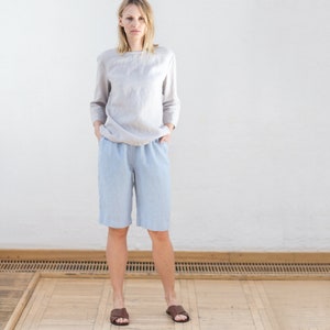 Linen shorts, Linen women&#39;s clothing, Shorts women, White linen shorts for woman, Shorts with pockets