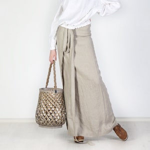 Linen wrap skirt, Full length linen skirt, Maxi linen skirt