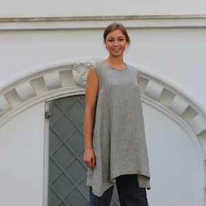 Linen tunic dress / Washed and soft linen dress / Linen dress / Long linen blouse / Linen tunic