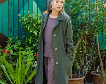Linen jacket NORA, Heavy weight linen coat with deep pockets, Linen jacket