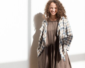 Linen Dress with Long Sleeves Layla / Handmade smock style linen dress