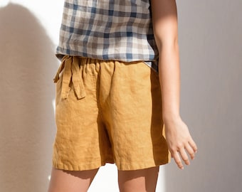 Linen shorts / Linen shorts for woman / High waist linen shorts / available in 38 colors