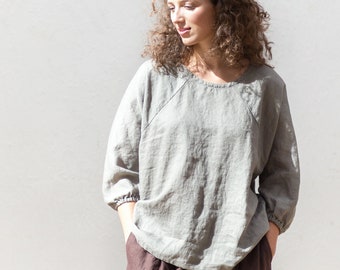 Linen tank top / Linen top WEEKEND / Linen top / Loose linen shirt / Linen blouse / Long sleeve top / Oversized linen clothing