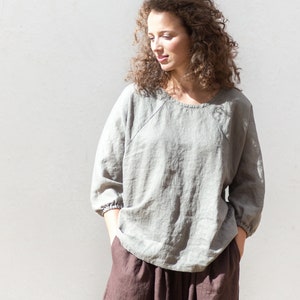 Linen tank top / Linen top WEEKEND / Linen top / Loose linen shirt / Linen blouse / Long sleeve top / Oversized linen clothing