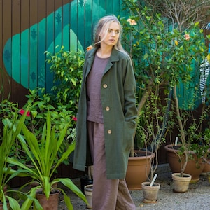 Linen jacket NORA, Heavy weight linen coat with deep pockets, Linen coat