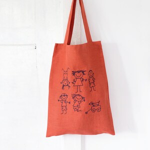 Grappig geborduurd linnen tote tas / Linnen Strand Tas / Natuurlijke Tote Bag / Grappig cool cadeau afbeelding 1