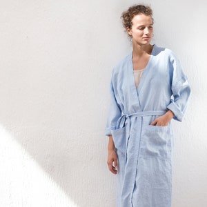 Leinen Morgenmantel / Leinen Kimono Robe / Leinen Robe / Gewaschener Leinen Bademantel / Leinenkleid Bild 3