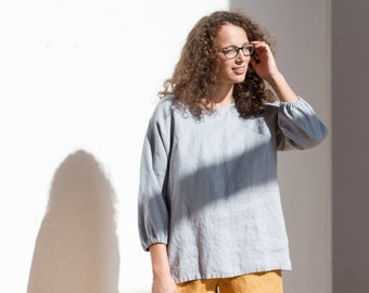 Linen blouse WEEKEND / Kimono top / Linen top / Oversized linen top / Basic kimono top / Linen blouse / Basic linen top