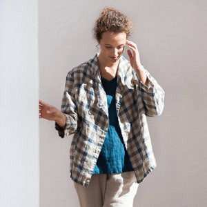 Linen jacket, Loose fit linen jacket with button, Linen cardigan image 6