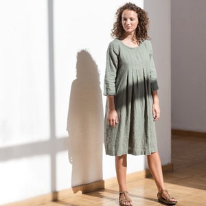 Linen dress with long sleeves / Linen dress / Loose linen dress with pockets