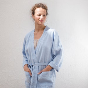 Leinen Morgenmantel / Leinen Kimono Robe / Leinen Robe / Gewaschener Leinen Bademantel / Leinenkleid Bild 1