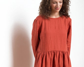 Linen dress Layla / Loose linen dress with long sleeves